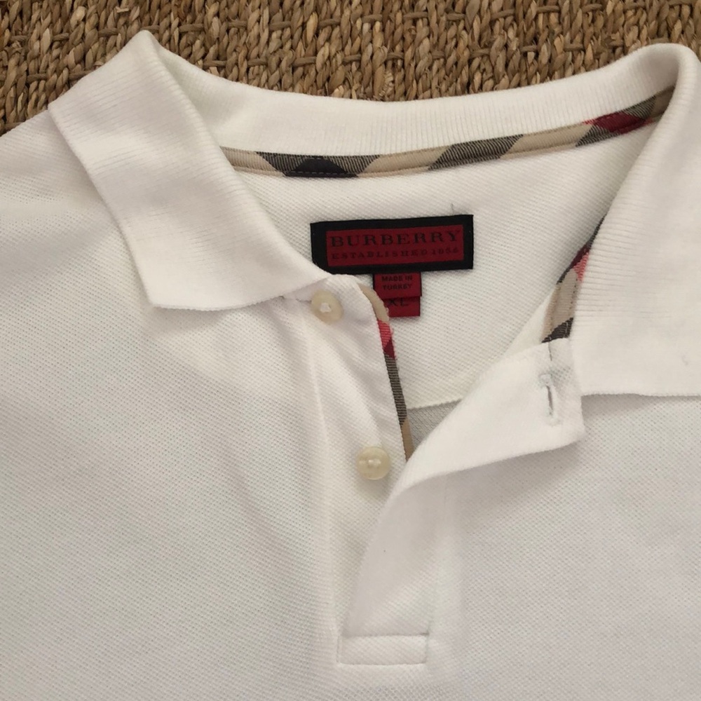 Burberry mens xl white polo shirt